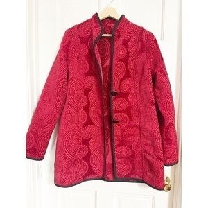 TRIMDIN RED JACQUARD REVERSIBLE ARTISAN CLASSIC JACKET SZ M NWT